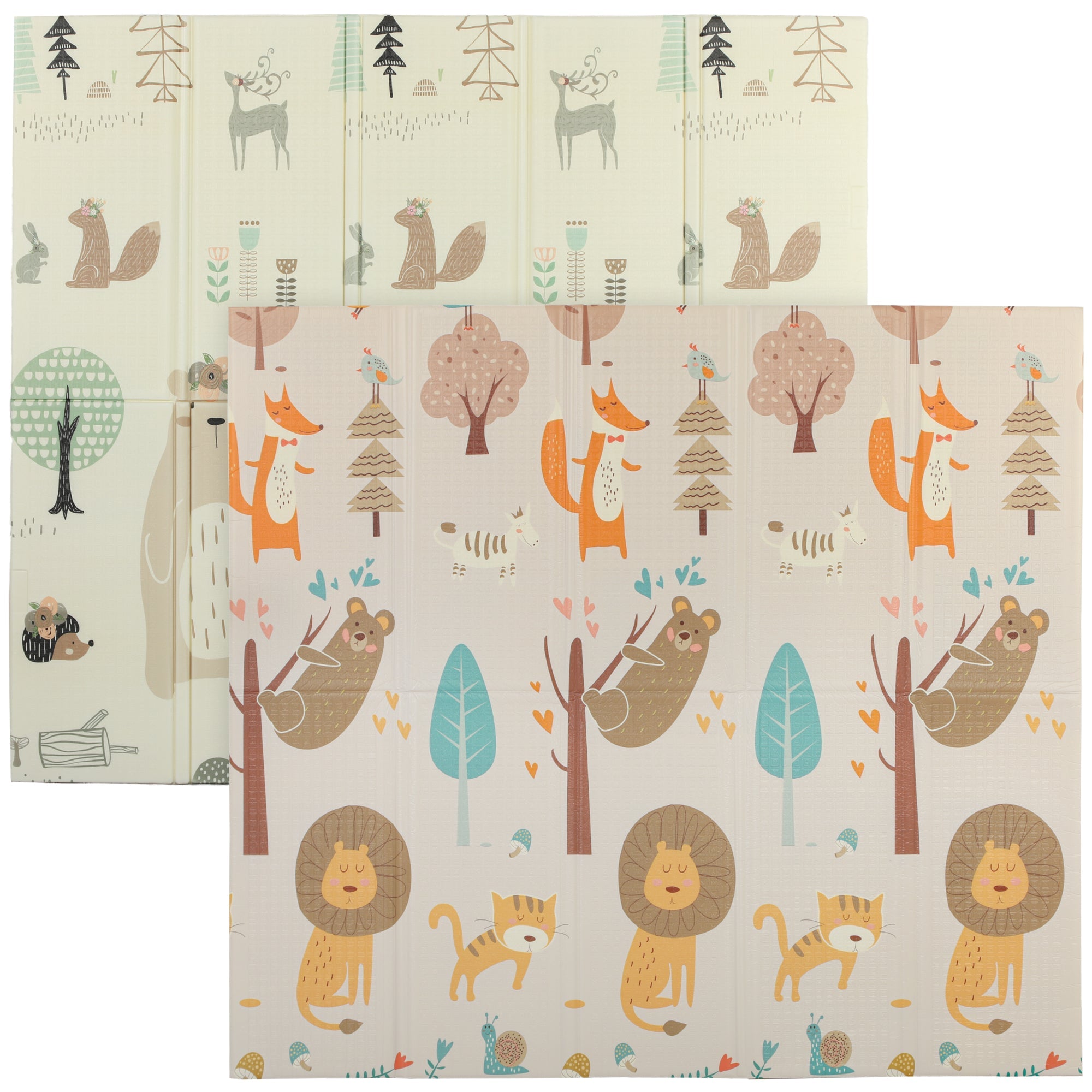 AIYAPLAY Baby Play Mat, Double Sideded Foldable Kids Crawling Mat, Reversible & Waterproof, Animal