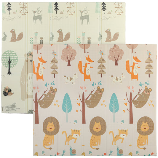 AIYAPLAY Baby Play Mat, Double Sideded Foldable Kids Crawling Mat, Reversible & Waterproof, Animal