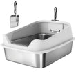 PawHut XL Stainless Steel Cat Litter Box with High Sides, Metal Scoop, 60 x 40 x 30 cm