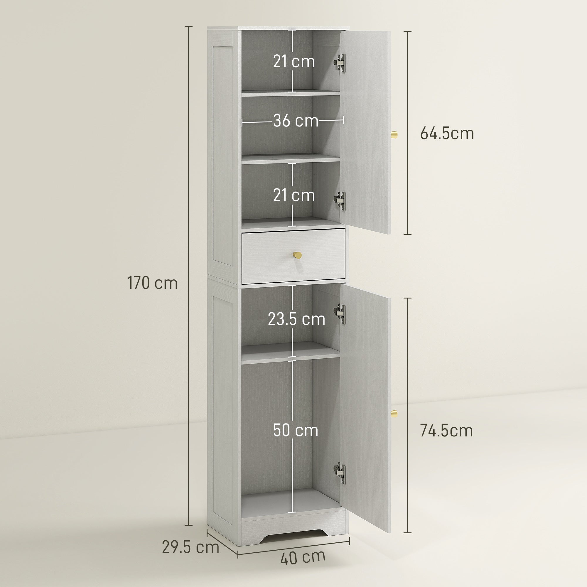 Elegant HOMCOM Tall Bathroom Cabinet with Arched Doors - White