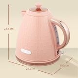 Elegant HOMCOM 3kW Rapid Boil Honeycomb Kettle - Light Pink