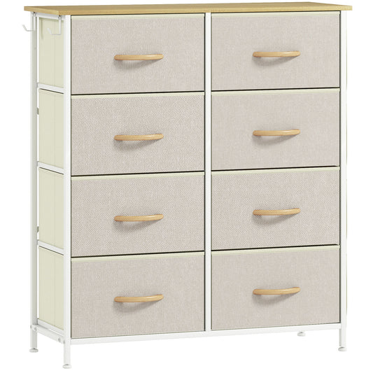 Elegant HOMCOM Chest of Eight Fabric Drawers - Beige