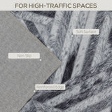 Elegant HOMCOM Modern Area Rug, Triangle Pattern Non-Slip Washable Rug, Chenille Floor Carpet for Living Room, Bedroom, Dining Room, Home Office, 230 x 160 cm, Black