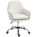 Elegant HOMCOM Velvet-Feel Office Chair with Adjustable Height and Wheels - Cream White