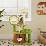 Cute Cat Tree for Adult Cats with Trunk Condo and Flower Perch-
