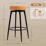 Elegant HOMCOM Set of Two Faux Leather Bar Stools - Brown/Black