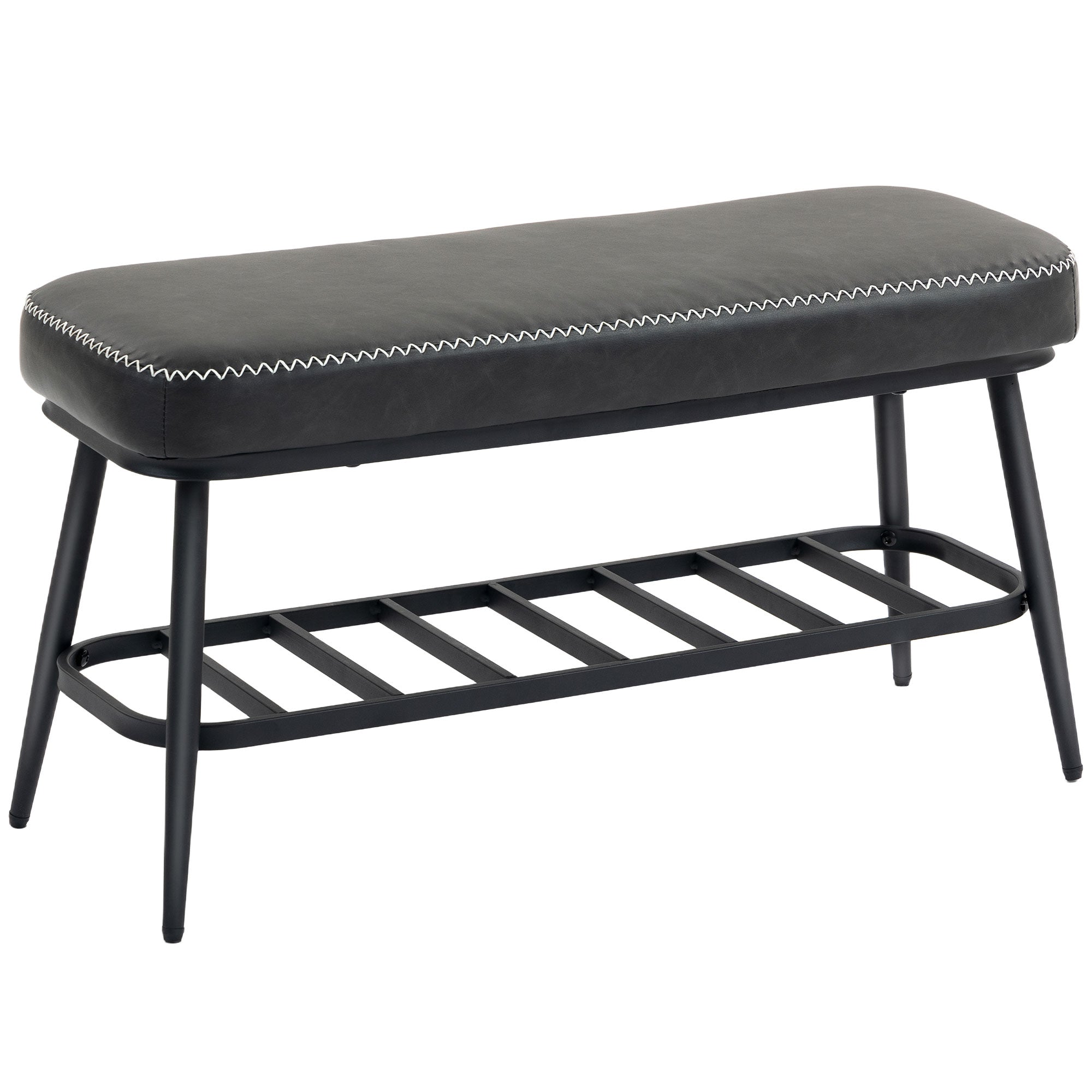 Elegant HOMCOM Luxury PU Leather Shoe Spacious Storage Modern Bench - Charcoal in Sophisticated Grey