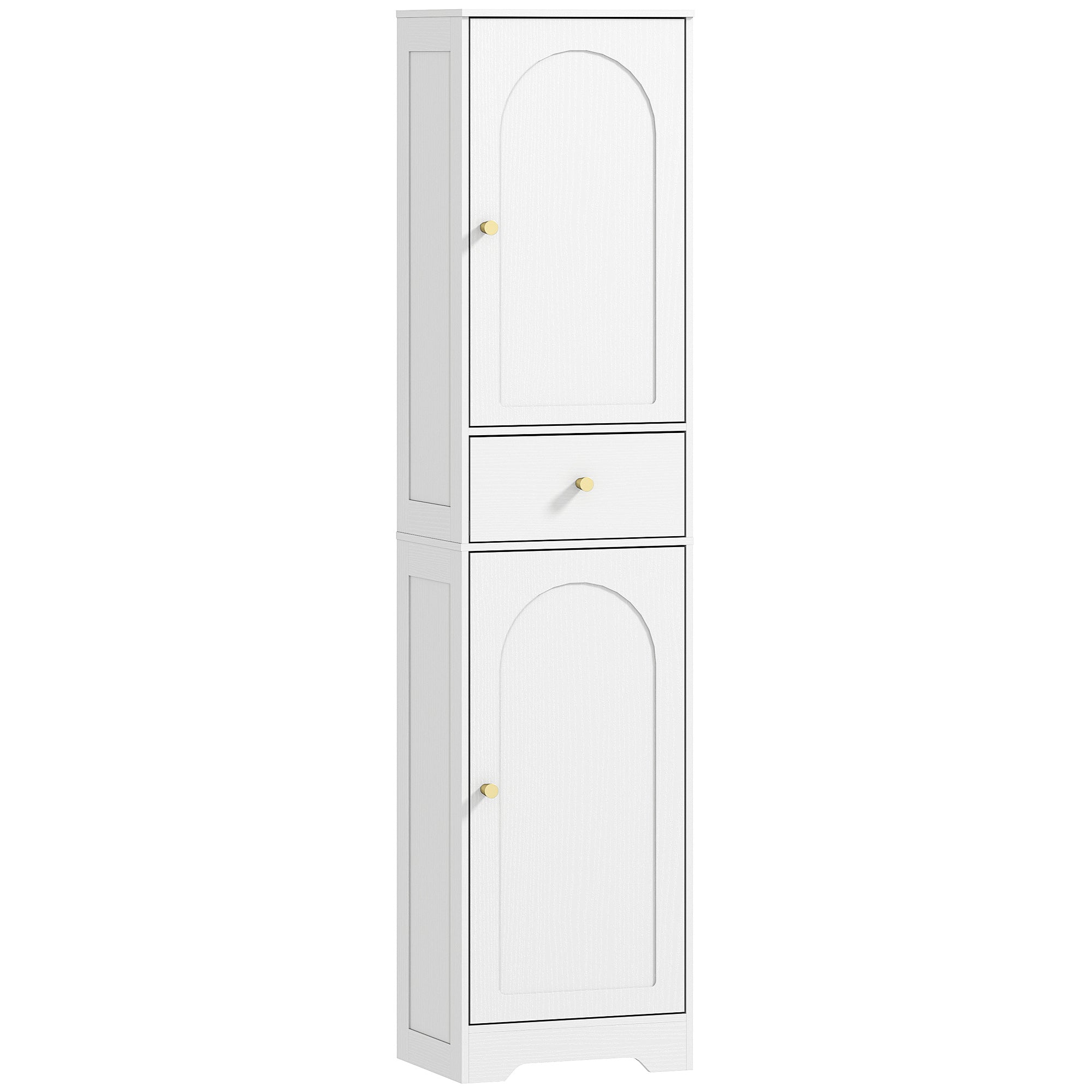 Elegant HOMCOM Tall Bathroom Cabinet with Arched Doors - White