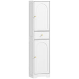 Elegant HOMCOM Tall Bathroom Cabinet with Arched Doors - White