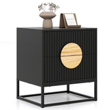 Fluted Nightstand Modern Mid Century Side Table-