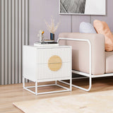 Fluted Nightstand Modern Mid Century Side Table-
