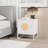 Fluted Nightstand Modern Mid Century Side Table-