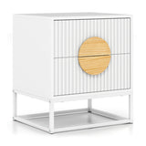 Fluted Nightstand Modern Mid Century Side Table-
