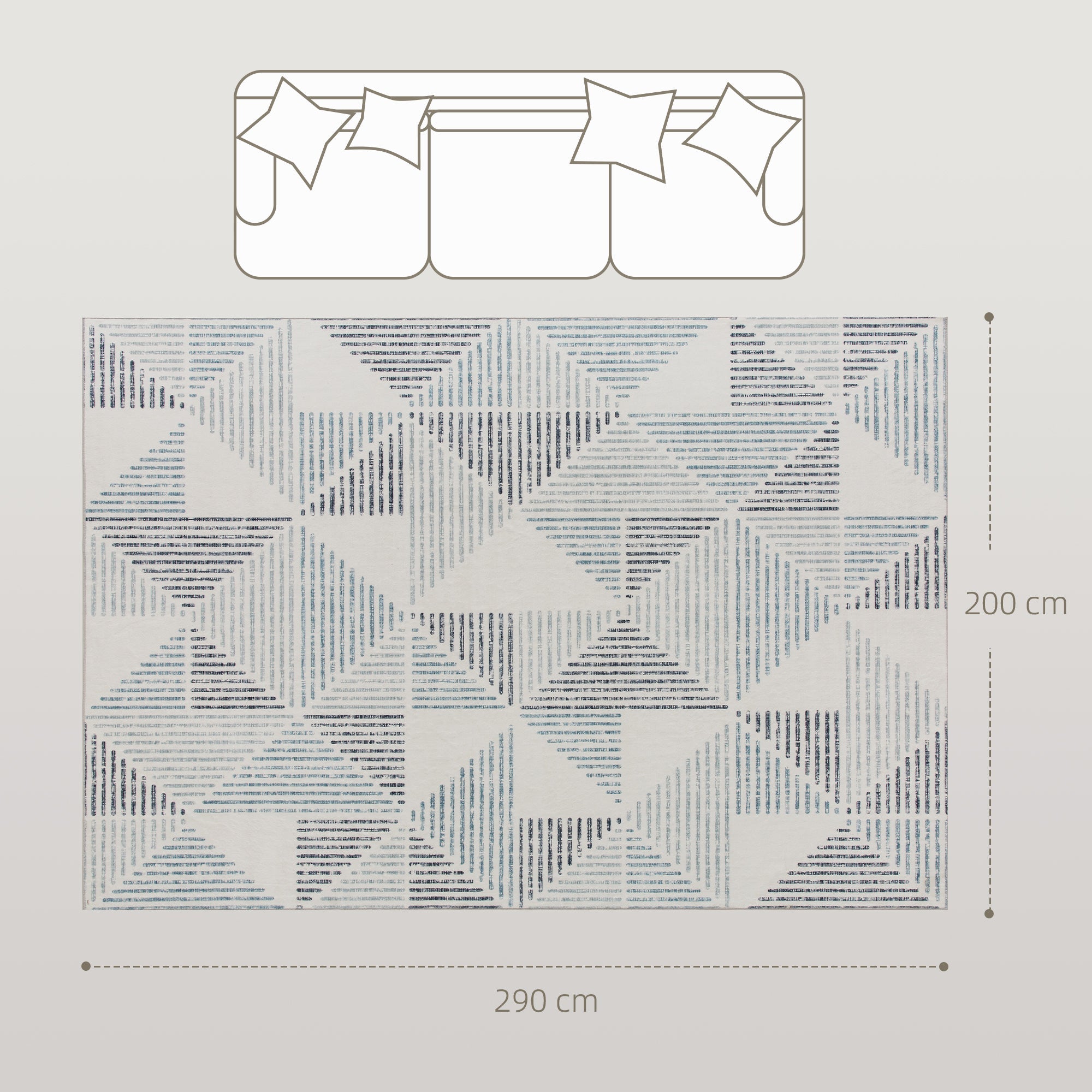 Elegant HOMCOM Modern Area Rug, Geometric Pattern Non-Slip Washable Rug, Soft Floor Carpet for Living Room, Bedroom, Dining Room, Home Office, 290 x 200 cm, Multi-Coloured