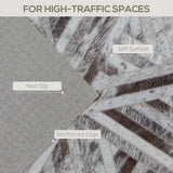 Elegant HOMCOM Modern Area Rug, Triangle Pattern Non-Slip Washable Rug, Chenille Floor Carpet for Living Room, Bedroom, Dining Room, Home Office, 170 x 120 cm, Brown