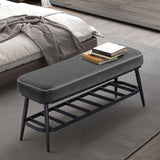 Elegant HOMCOM Luxury PU Leather Shoe Spacious Storage Modern Bench - Charcoal in Sophisticated Grey