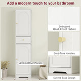 Elegant HOMCOM Tall Bathroom Cabinet with Arched Doors - White