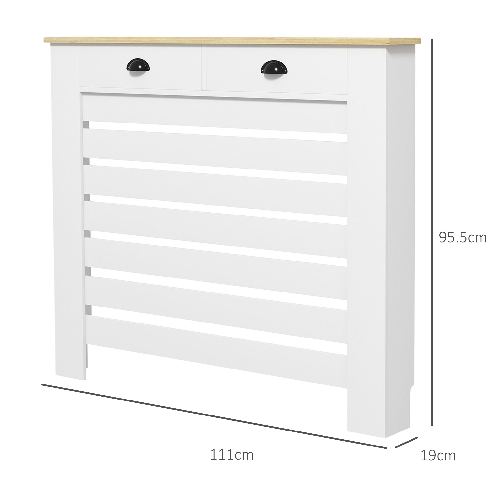 Elegant HOMCOM 95.5H x 111Wcm Radiator Cover, with Drawer - White