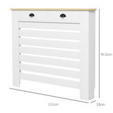 Elegant HOMCOM 95.5H x 111Wcm Radiator Cover, with Drawer - White