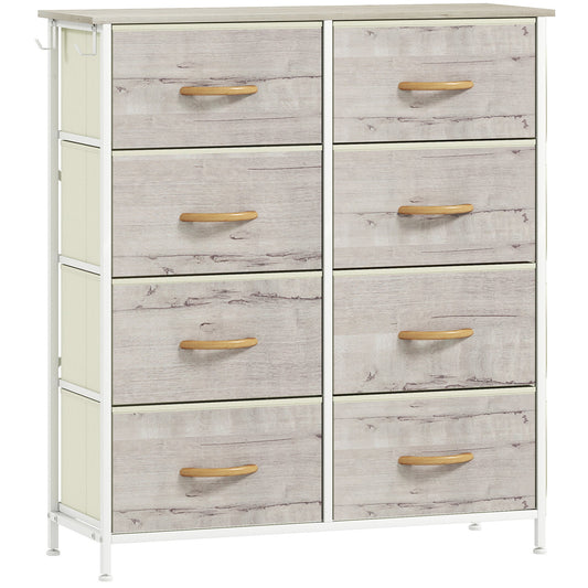Elegant HOMCOM Chest of Eight Fabric Drawers - Natural Wood Finish