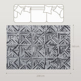 Elegant HOMCOM Modern Area Rug, Triangle Pattern Non-Slip Washable Rug, Chenille Floor Carpet for Living Room, Bedroom, Dining Room, Home Office, 230 x 160 cm, Black