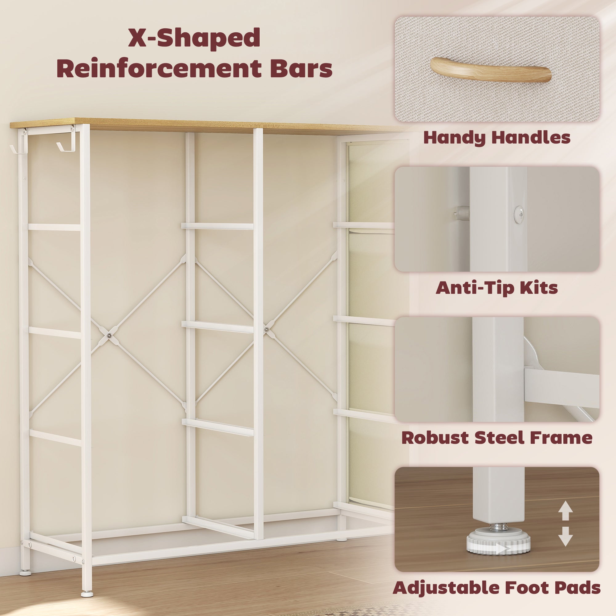 Elegant HOMCOM Chest of Eight Fabric Drawers - Beige