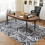 Elegant HOMCOM Modern Area Rug, Triangle Pattern Non-Slip Washable Rug, Chenille Floor Carpet for Living Room, Bedroom, Dining Room, Home Office, 230 x 160 cm, Black