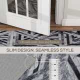 Elegant HOMCOM Modern Area Rug, Triangle Pattern Non-Slip Washable Rug, Chenille Floor Carpet for Living Room, Bedroom, Dining Room, Home Office, 290 x 200 cm, Black