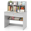 Kids Wooden Study Desk with Drawer and Spacious Storage Shelf-