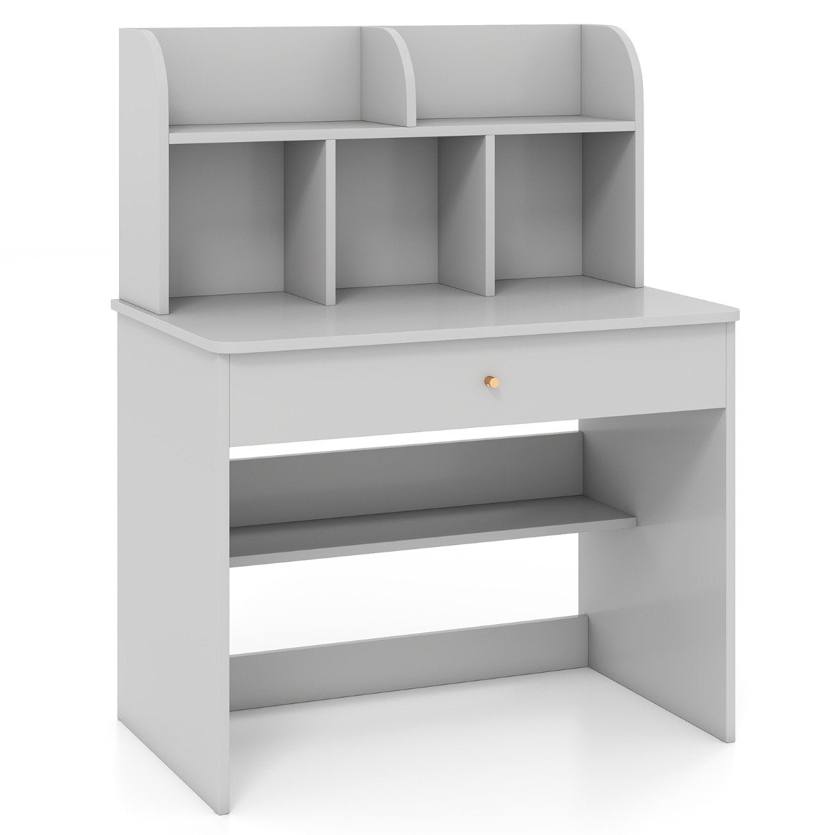 Kids Wooden Study Desk with Drawer and Spacious Storage Shelf-