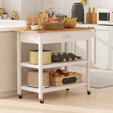 Kitchen Island with Open Shelves and Lockable Casters-