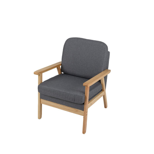 Mid-Century Accent Chair with Solid Wood Frame-in Sophisticated Grey
