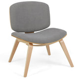 Modern Accent Chair with Curved Backrest and Padded Seat -Oak