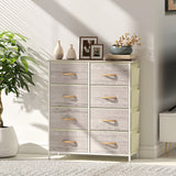 Elegant HOMCOM Chest of Eight Fabric Drawers - Natural Wood Finish