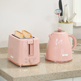Elegant HOMCOM 1.7L 3000W Fast Boil Kettle & 2 Slice Toaster Set, Kettle and Toaster Set with Auto Shut Off, Browning Controls, Light Pink
