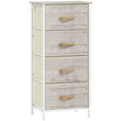 Elegant HOMCOM Chest of Four Fabric Drawers - Natural Wood Finish