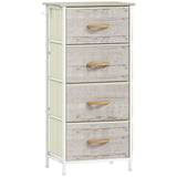 Elegant HOMCOM Chest of Four Fabric Drawers - Natural Wood Finish