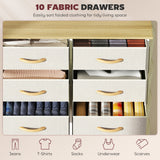 Elegant HOMCOM Chest of Ten Fabric Drawers - Beige