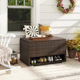 PE Rattan Spacious Storage Bin with Waterproof Liner and Shoe Rack