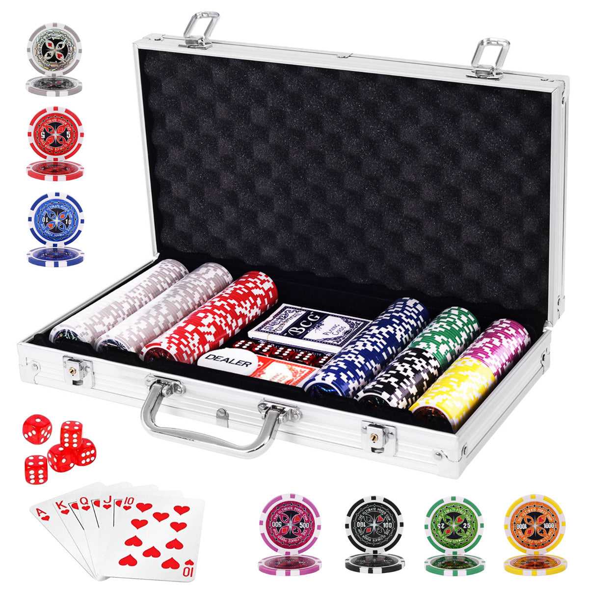 Poker Chips Set in Aluminium Case Texas Hold’em Poker Set-