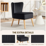 Elegant HOMCOM Modern Accent Chair, Fabric Living Room Chair with Rubber Wood Legs and Thick Padding, Black