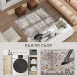 Elegant HOMCOM Vintage Area Rug, Non-Slip Washable Rug, Flannel Floor Carpet for Living Room, Bedroom, Dining Room, Home Office, 170 x 120 cm, Beige