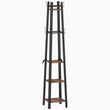 Elegant HOMCOM Industrial Coat Stand with 8 Hooks and 4 Shelves - Rustic Brown