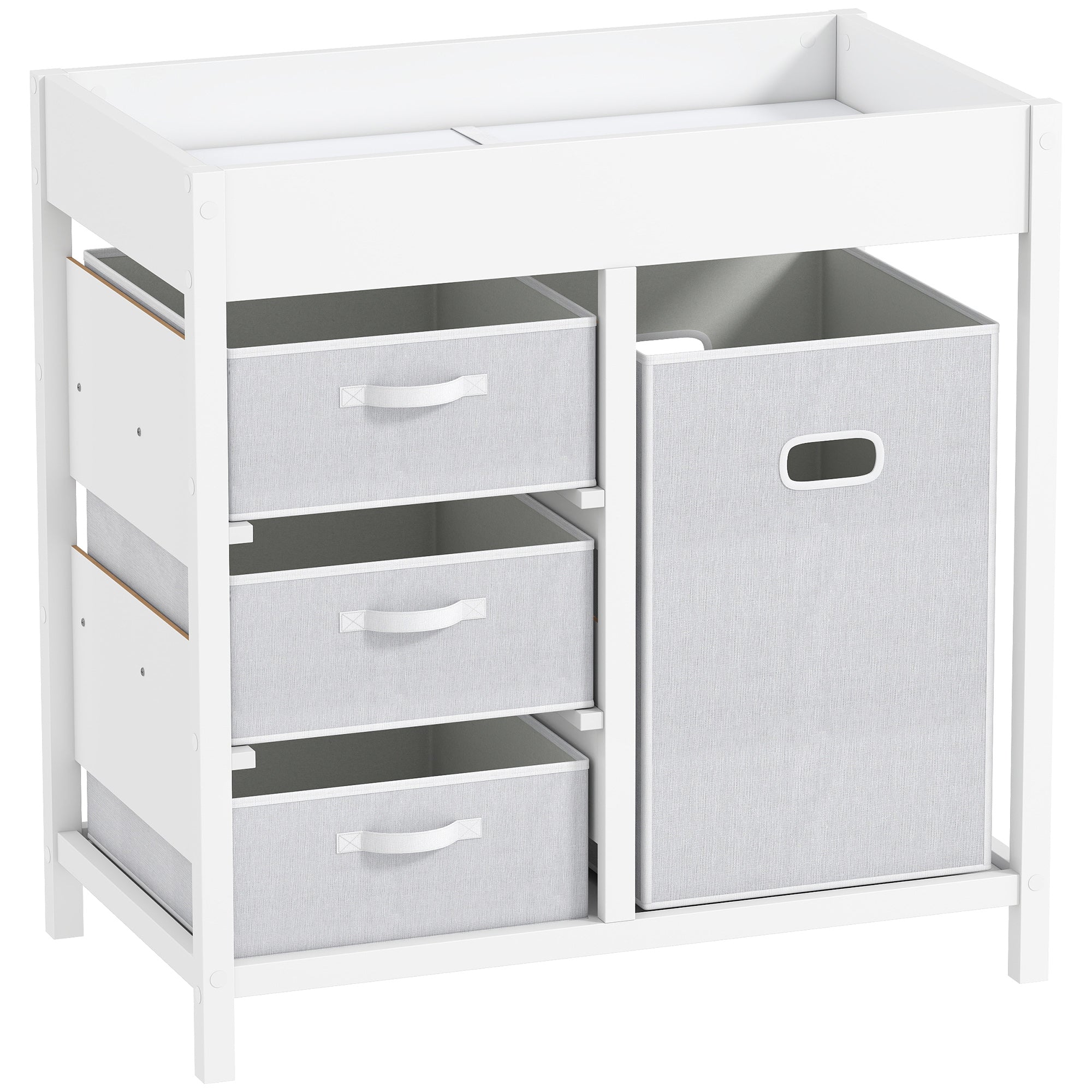 AIYAPLAY Baby Changing Unit with 4 Spacious Storage Drawers, Mat for Bedroom Nursery, 84 x 84.5 cm, White