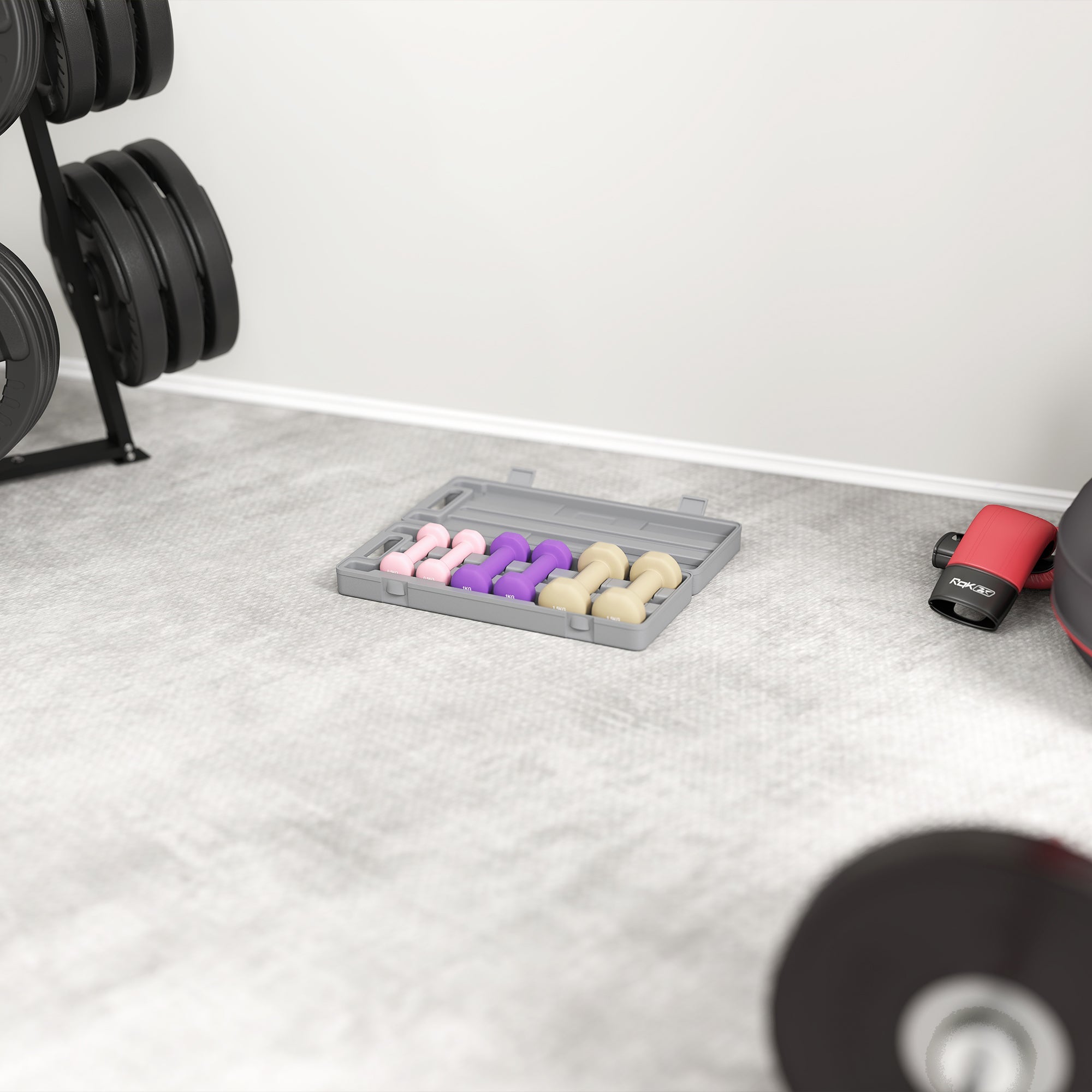 Elegant HOMCOM 6Kg Dumbbell Set, Fitness Weight Set for Men and Women, Home Gym Workout, Pink, Purple, Brown