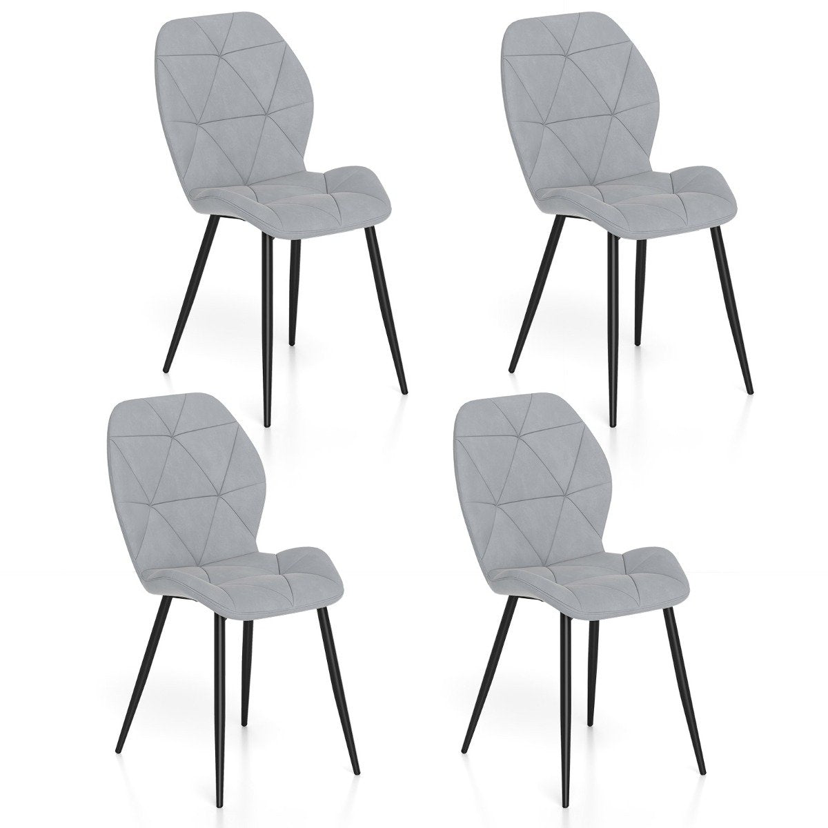 Upholstered Dining Chair Set of 4 with Ergonomic Backrest and Curved Seat-in Sophisticated Grey