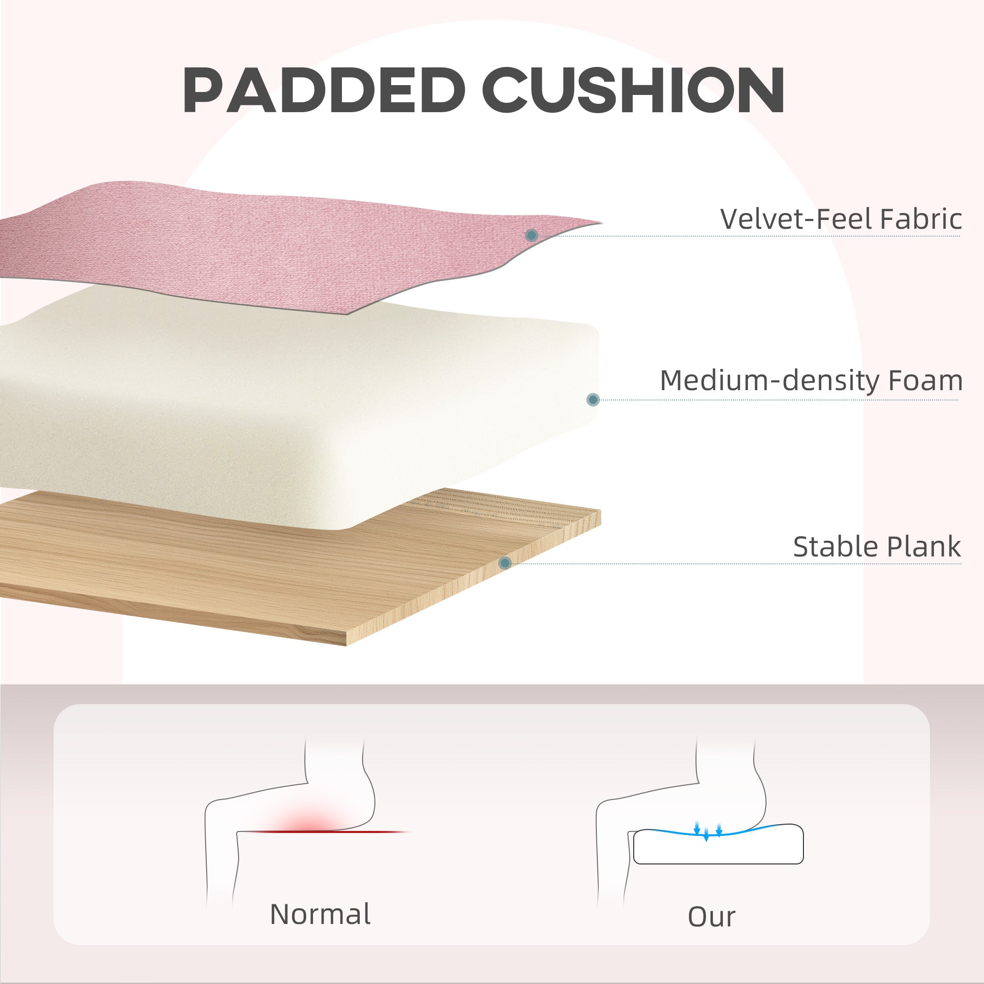 Elegant HOMCOM Velvet-Feel Tub Office Chair, with Seat Cushion - Dark Pink