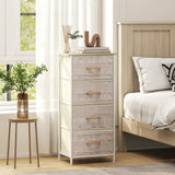 Elegant HOMCOM Chest of Four Fabric Drawers - Natural Wood Finish