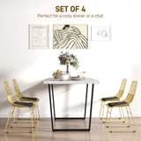 Elegant HOMCOM Luxurious Dining Chairs Set of 4, Metal Wire Kitchen Chair with Removable Velvet-feel Cushion, Cut-out Back and Steel Frame for Dining Room, Gold Tone