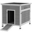 PawHut Wooden Duck House with Ramp, Double Doors, Openable Asphalt Roof, Ventilation Holes, Removable Base, Light in Sophisticated Grey